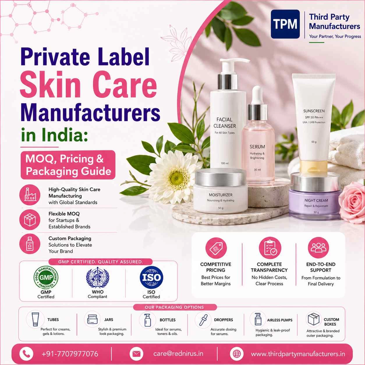 Private Label Skin Care Manufacturers in India: MOQ, Pricing & Packaging Guide